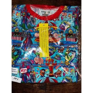 V127. Trendy Tots Bamboo Disney Toy Story Carnival Long‎ Sleeve 2pc Set 7/8Y NIB